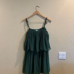 Stylish Green Pleated Dress
